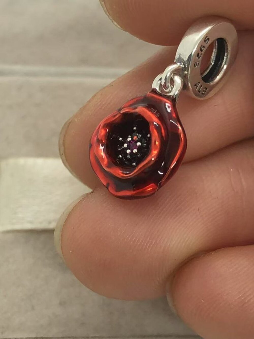 ✨🔥Pandora Red Flower Dangle Charm